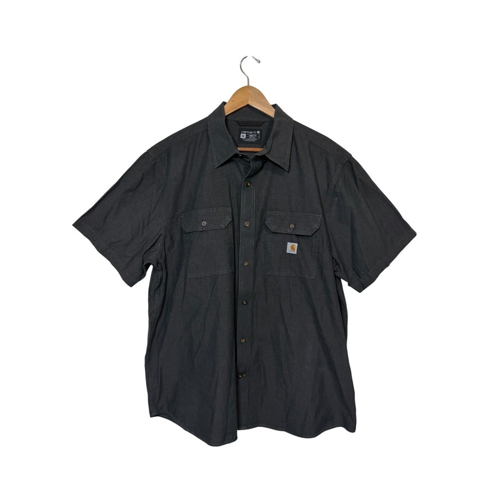 Carhartt Button Down Shirt Mens XL Black Loose Fit Short Sleeve 104369 BKC Work